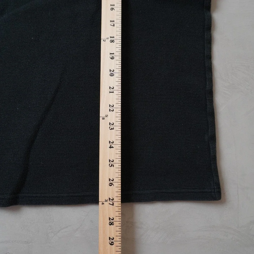 Polo Ralph Lauren Mens XL Black Waffle Knit Long Sleeve Sleepwear Shirt Red Pony